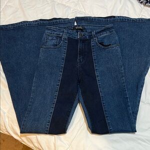 Lucky & Blessed two toned middle hem bell bottoms